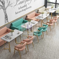 Vente chaude en cuir avec 2 chaises Table en métal et pieds de chaise Meubles de magasin de café de loisirs