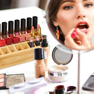 23*9 CM Bambou Rouge À Lèvres Organisateur Rectangle Bureau Maquillage Organisateur avec Laque Technique - Product Image 4