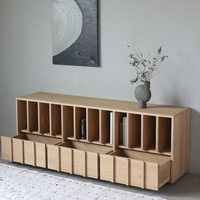 Meuble de salon minimaliste en chêne Wabi Sabi, credenza sur mesure en bois massif, console de rangement de luxe pour salle d'exposition