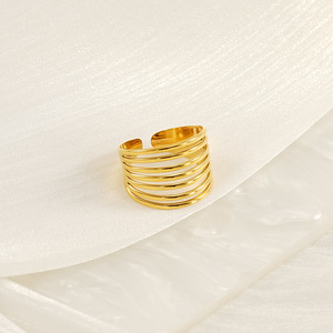 ZOGXIN Geometric Open <b>Ring</b> 18k Gold <b>Titanium</b> Steel Women's Fashion Jewelry Gift - Product Image 3