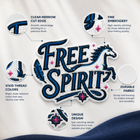 Écusson brodé personnalisé Cheval Bleu et Blanc, Lettrage décoratif, Applique animale, Badge pour Vestes et Sacs, Vente en gros Usine