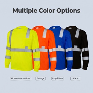 ANSI Class 2 <strong>Hi</strong> <strong>Vis</strong> Safety Workwear Long Sleeve Durable Tear Resistant Construction Industrial OEM Reflective T-shirt - Product Image 2