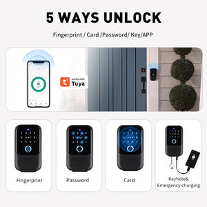 Lifelibero Tuya BLE Smart Home Key Lock <span class=keywords><strong>Caja</strong></span> DE SEGURIDAD impermeable para <span class=keywords><strong>Airbnb</strong></span> Real Estate Electronic Key Case Huella digital Pin Code Wood - Product Image 4