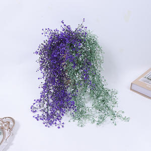 80cm Kunstmatige Hangende Bloemplant Rank Gouden Belwilg Paarse Groene Bladeren Huis Tuin Wanddecoratie Hangplant - Product Image 1