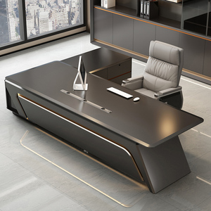 Hiện đại và thời trang văn phòng hình chữ L bàn Ông Chủ cao cấp bàn điều hành gỗ sồi đen Máy tính để bàn sang trọng văn phòng bàn đồ nội thất - Product Image 3
