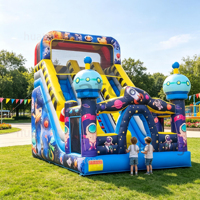 Toboggan gonflable commercial en PVC pour l'extérieur, thème Espace, avec château gonflable combiné, idéal pour la location