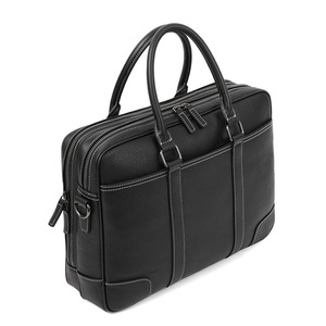Sac à main pour <span class=keywords><strong>homme</strong></span> en <span class=keywords><strong>cuir</strong></span> véritable à double fermeture éclair, sac pour ordinateur portable de 14 pouces, grande capacité, sac de voyage d'affaires souple, sac à bandoulière en <span class=keywords><strong>cuir</strong></span> de vache - Product Image 3