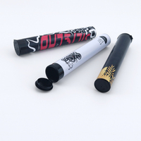 Tubes Pop Top noirs personnalisés avec étiquette à motif complet Tube King Size de 115mm pour l'emballage des cônes roulés d'herbes et d'épices avec capuchon à presser