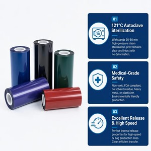 Film de transfert thermique non toxique pour sacs de perfusion médicale, feuille de marquage à chaud de qualité pharmaceutique pour le codage de la date et du lot des sacs IV - Product Image 2