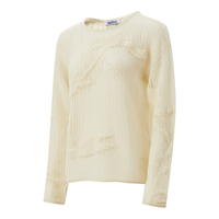 Pull-over en polyester et coton pour femme, col rond, manches longues, tricot, printemps, fabricant sur mesure, vente en gros