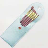 Ensemble de 8 pinceaux de maquillage Macaron pour le visage, les yeux, le fond de teint, mini pinceaux de maquillage portables et mignons pour enfants, avec sac à fermeture éclair
