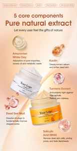 <span class=keywords><strong>Masque</strong></span> Facial Naturel au Curcuma, Thé Vert, Rose et Charbon Actif, <span class=keywords><strong>Masque</strong></span> de Soin Éclaircissant à l'Argile Rose, Blanc et Noir, Marque Privée - Product Image 3