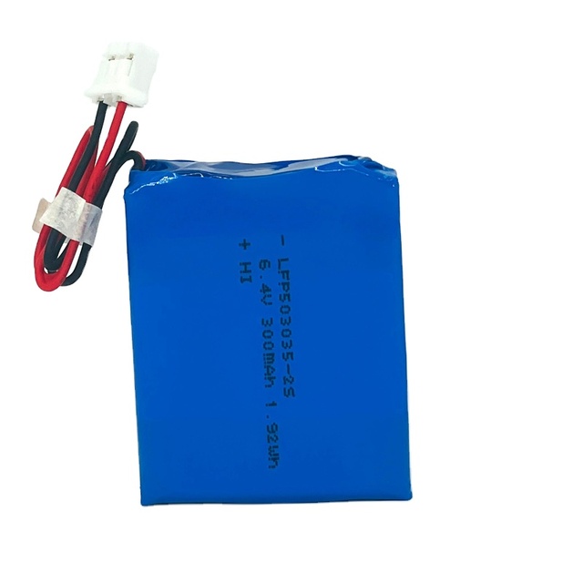 Factory Customize 3.2V Lithium Batteries LFP 503035-2S 6.4V 300mAh Rechargeable LiFePo4 Li-polymer Lipo Battery Pack