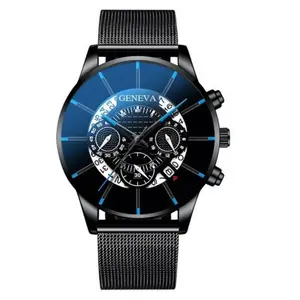 2024 affaires calendrier GENEVA montres-bracelets métal maille ceinture relogio masculino mâle montre à Quartz pour hommes