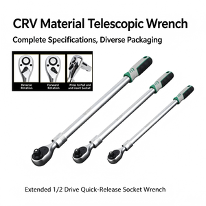 Llave de trinquete telescópica de 1/2 pulgada y 600 mm, extensible, de liberación rápida, hexagonal, de acero al cromo vanadio, herramienta para reparación de automóviles - Product Image 3