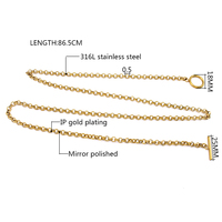 Chaîne en acier inoxydable Rolo de 5mm Fermoir à bascule en T Collier ras du cou à deux couches Collier rond à breloques en forme de cercle Collier à longue chaîne Bijoux à bricoler soi-même