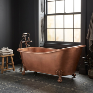 Baignoire autoportante ovale en cuivre à pattes de chat, de luxe, antique, portable, pour adultes, pour la maison et l'hôtel - Product Image 3