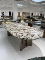 2600*1150mm Long ovale Calacatta alto pierre Table à manger ensemble métal jambe maison Villa violet marbre naturel salle à manger meubles