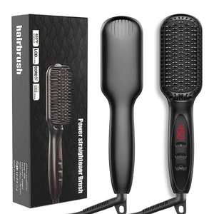 LED Ceramic Hair Straightener Brush Electric Anti-Scald Hot <b>Comb</b> Temperature Display for Beard Hair Styling Home Use - Product Image 1