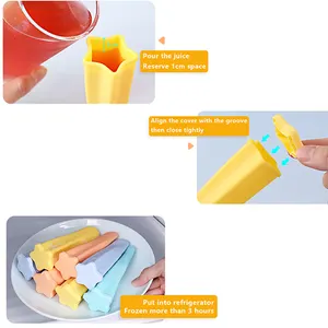 Offre Spéciale TPE GLACE Popsicle Moule à Glace En silicone en Forme D'étoile de popsicle de crème glacée moule avec 4 couleurs