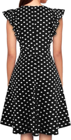 Robes pour femmes, style vintage, à volants, à pois, évasées, style robe de bal, décontractées, pour le bureau, pour femme, été, longueur genoux, taille empire, en taffetas
