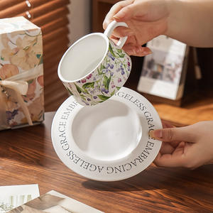 Lily Of The Valley Ceramic Coffee <b>Cup</b> And Saucer Set With Floral Pattern For Afternoon Tea Gift For Women - Product Image 1