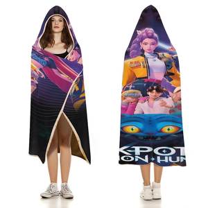 Vente en gros de couvertures à capuche personnalisées K Pop Kpop Demon Hunters, couvertures douces et chaudes en polaire et en flanelle avec capuche - Product Image 4