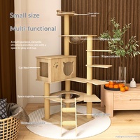 Arbre à chat multifonctionnel de style japonais en bois massif à 8 niveaux, avec lit pour chat intégré, plateforme de saut haute, durable, 22 kg