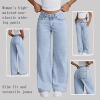 Jean en denim pour femme, bleu, style gothique, modeste, sexy, décontracté, streetwear, élégant, coupe large, imprimé léopard, avec déchirures utilitaires