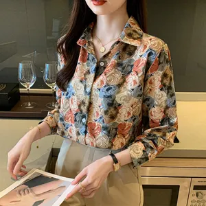 Женская шифоновая блузка с отложным воротником и 2023