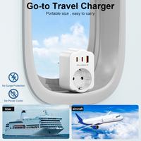 PUJIMAX Convertisseur de prise européen Adaptateur de voyage Adaptateur de prise de courant Prise électrique avec port USB de type C Chargeur de voyage