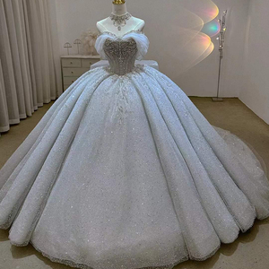 Robe de mariée scintillante, robe de mariée élégante, Vestidos De Novias, robe de soirée à paillettes et perles, Lsjj95 - Product Image 1