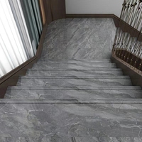 Carreaux de marche en céramique gris foncé, effet marbre, pour escaliers, porcelaine, haute brillance