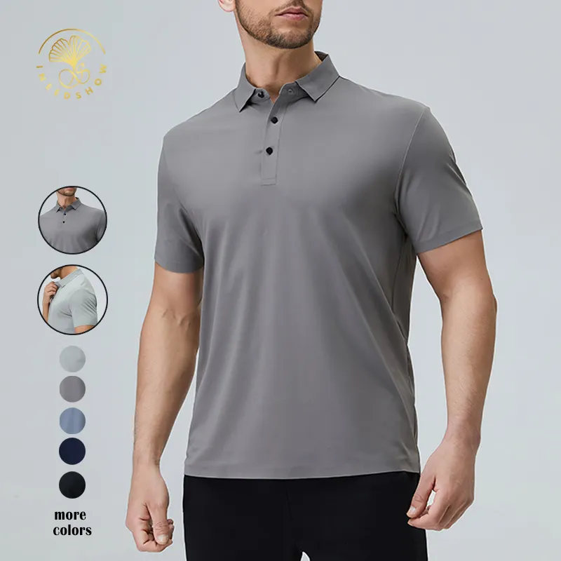 Toptan tasarım özel Logo erkek boş düz naylon kuru Fit yüksek kalite adamın giyim Golf üniforma Polo T shirt erkekler için