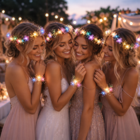 Couronne de fleurs lumineuse LED en perles, guirlande florale scintillante pour mariée, mariage, enterrement de vie de jeune fille, cadeaux