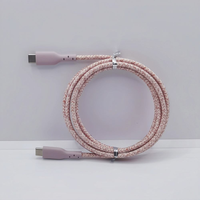 Nouveau câble de charge rapide USB-C vers USB-C en nylon tressé rose PD 3A 60W pour batterie externe, écouteurs, téléphone portable et tablette