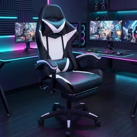 Chaise ergonomique en cuir confortable à dossier haut pour PC Gamer Style exécutif de course pivotant à hauteur réglable pour les utilisateurs d'ordinateurs