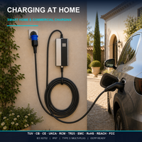 Chargeur EV portable Type 2 pour voiture électrique hybride PHEV, écran LCD, étanche IP67, minuterie de 8 heures, câble TPU de 4 m, prise UK/EU