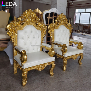 LEDA Luxueux Royal Exquisite Diamond Wedding Event Gold-framed lion king Queen's Throne King's Seat Sofa - Product Image 3