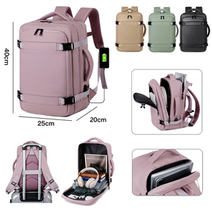 Mochila Elegante Personalizada de Viaje para Cabina de Avión 40x20x25, Delgada, en Tonos Pastel, para Laptop, Impermeable de PU y Poliéster con Diseño Geométrico para Hombre/Mujer, Modelo 2025 - Product Image 1