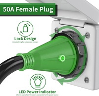 Kabel Ekstensi RV SS2 50Amp dengan Receptacle Nema SS2-50r 125v250v, Kabel STW Heavy Duty 25FT dengan Indikator Daya LED