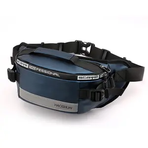 Fanny Packs For Women Men, Belt Bag with Headset Hole Key Rope Card Holder,  Fashionable Black Waist Bag with Adjustable Strap for Running Hiking