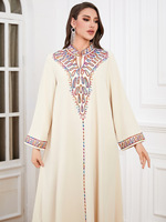Broderie Caftan Robe Abaya Robe Élégante Robe Musulmane Jalabiya Abaya Robe Longue Vêtements Islamiques Femme Caftan Marocain