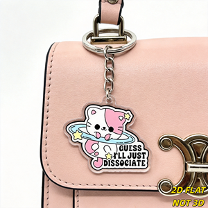 Porte-clés Chat Spatial Adorable '<span class=keywords><strong>Guess</strong></span> I'll Just Dissociate' en Acrylique avec Anneau Planète et Étoiles, Accessoire Humoristique sur le Thème de la Santé Mentale - Product Image 3