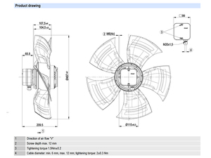 Ventilador axial de CA de 500 mm ebm-papst A4E500-AM03-01, ventilador de refrigeración industrial para sistemas HVAC y de condensación - Product Image 2