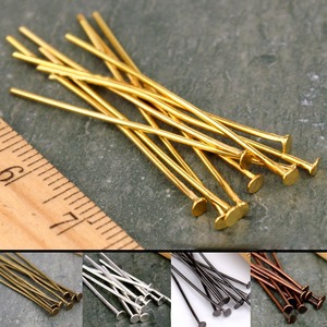 Accessoires de bijouterie, épingles à tête plate en métal de 15 mm à 60 mm pour la fabrication de boucles d'oreilles, alliage plaqué argent et or, épingles en T - Product Image 2