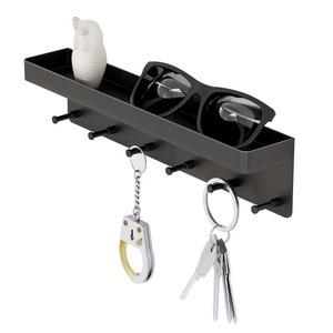 <b>Key</b> <b>Holder</b> <b>Wall</b> Mounted Storage Rack Black Rectangle <b>Key</b> Organizer For <b>Keys</b> Sunglasses Small Items - Product Image 1