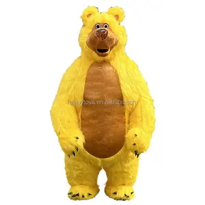 Gelb aufblasbarer Masha-Bär Maskottchen Kostüm Pelzanzug Plüsch für Erwachsene Anime Cosplay individuelle Maskottchen Karneval