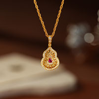 Collier en alliage de zircon avec pendentif gourde doré TANGPEI, bijoux de mode