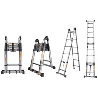 Échelle télescopique en acier inoxydable de 330 lb, échelle télescopique pour grenier, échelle télescopique robuste, échelle portable pliable